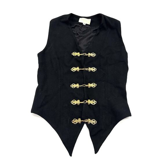Alberto Makali Jackets & Blazers - Vtg Alberto Makali Black Gold Vest Waistcoat Academia Steampunk Size 4